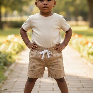 Carter’s 2-Pack Shorts – Gingham & Tan Bear Print – Toddler 18M